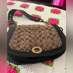 Coach Signature Brown and beige fabric and leather Bag